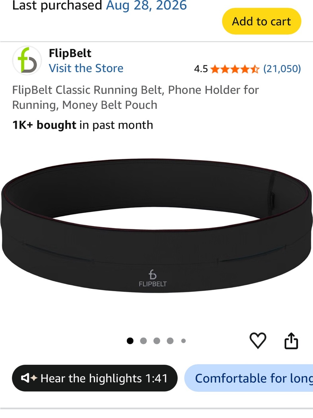 FlipBelt Classic Running Belt - Black